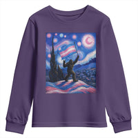 Bigfoot Starry Night Trans Rights Youth Sweatshirt Sasquatch LGBTQ Pride