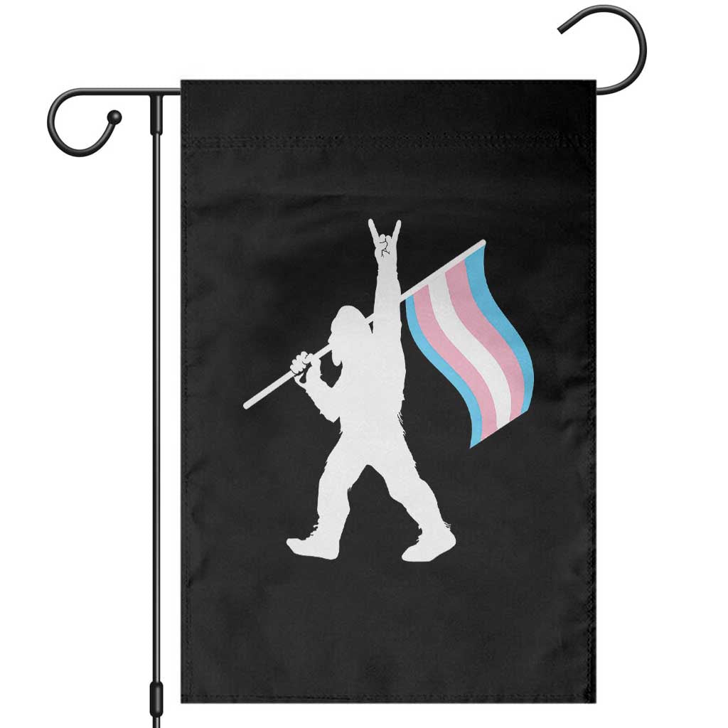 Bigfoot Rock On Trans Pride Flag Garden Flag Sasquatch LGBTQ Ally