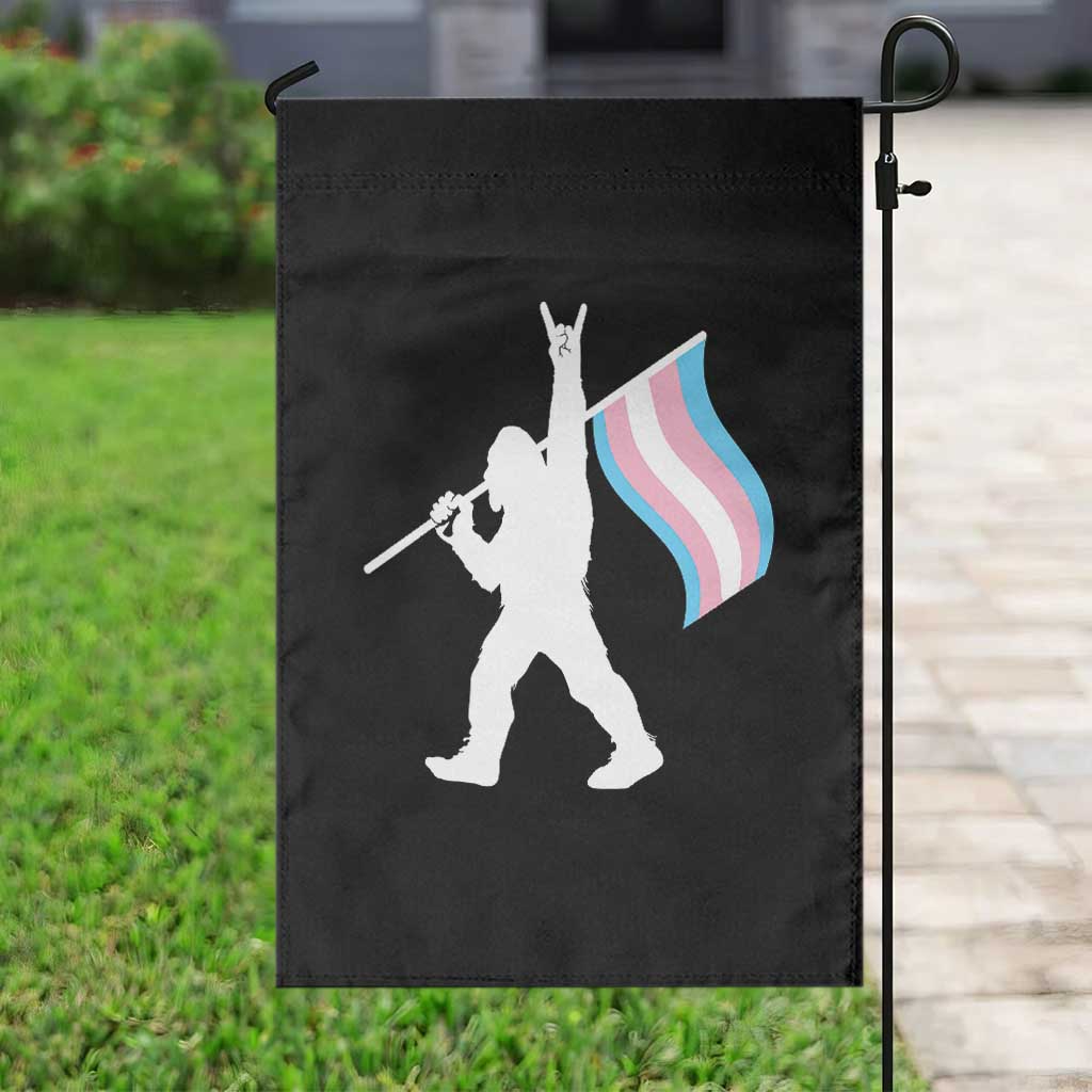 Bigfoot Rock On Trans Pride Flag Garden Flag Sasquatch LGBTQ Ally