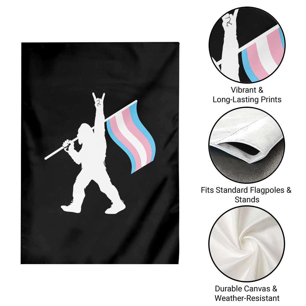 Bigfoot Rock On Trans Pride Flag Garden Flag Sasquatch LGBTQ Ally