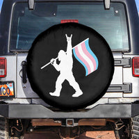 Bigfoot Rock On Trans Pride Flag Spare Tire Cover Sasquatch LGBTQ Ally