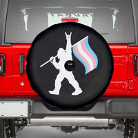 Bigfoot Rock On Trans Pride Flag Spare Tire Cover Sasquatch LGBTQ Ally