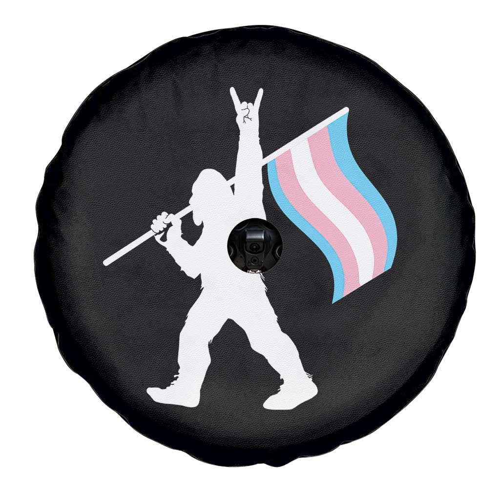 Bigfoot Rock On Trans Pride Flag Spare Tire Cover Sasquatch LGBTQ Ally