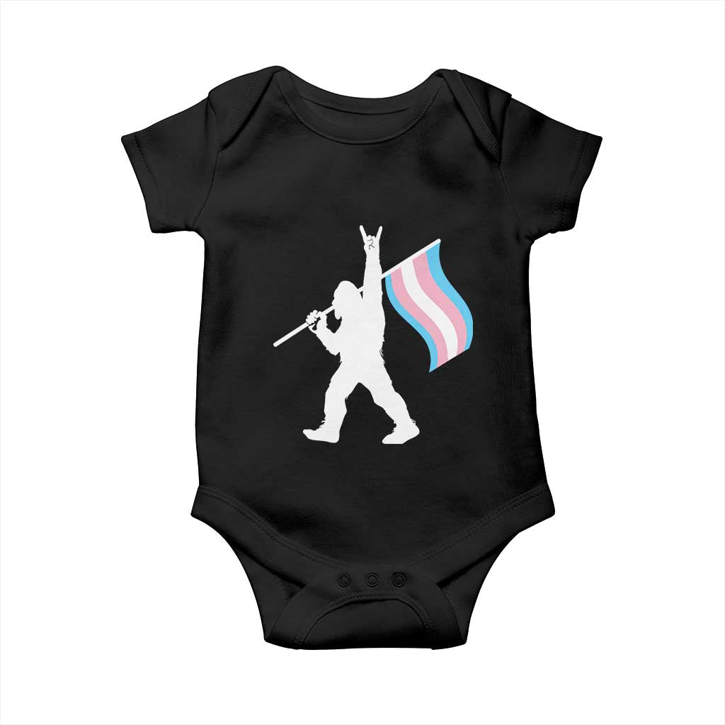 Bigfoot Rock On Trans Pride Flag Baby Onesie Sasquatch LGBTQ Ally