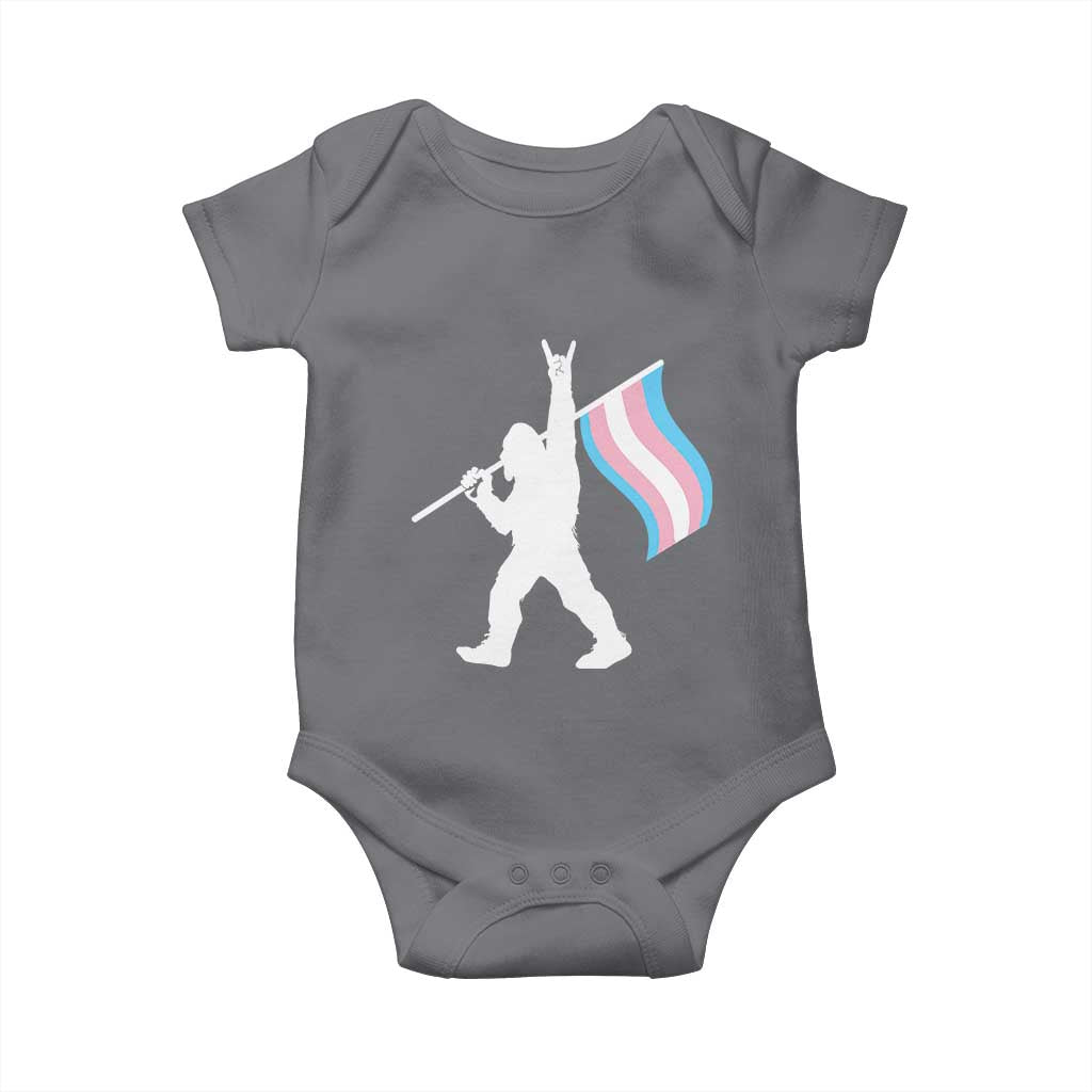 Bigfoot Rock On Trans Pride Flag Baby Onesie Sasquatch LGBTQ Ally