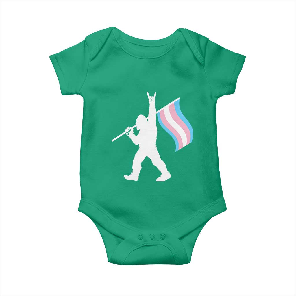 Bigfoot Rock On Trans Pride Flag Baby Onesie Sasquatch LGBTQ Ally