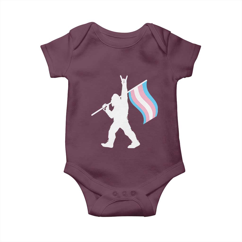 Bigfoot Rock On Trans Pride Flag Baby Onesie Sasquatch LGBTQ Ally