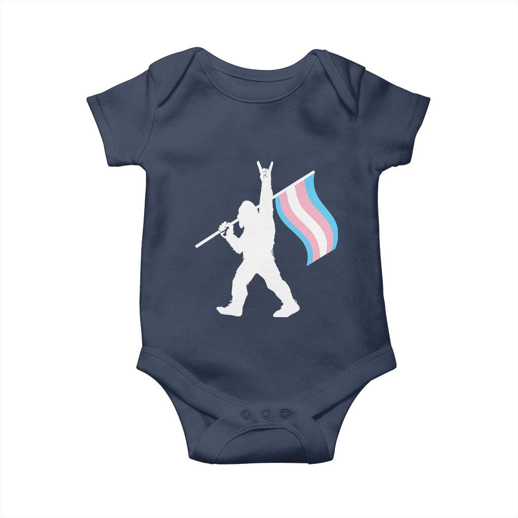 Bigfoot Rock On Trans Pride Flag Baby Onesie Sasquatch LGBTQ Ally