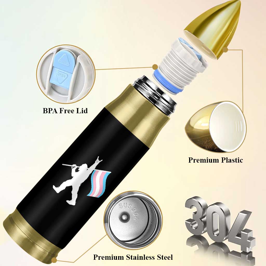 Bigfoot Rock On Trans Pride Flag Bullet Tumbler Sasquatch LGBTQ Ally