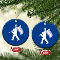 Bigfoot Rock On Trans Pride Flag Ceramic Ornament Sasquatch LGBTQ Ally