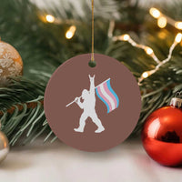 Bigfoot Rock On Trans Pride Flag Ceramic Ornament Sasquatch LGBTQ Ally