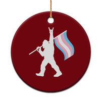 Bigfoot Rock On Trans Pride Flag Ceramic Ornament Sasquatch LGBTQ Ally
