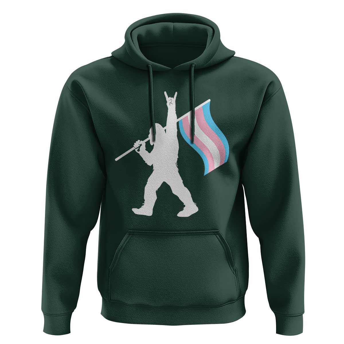 Bigfoot Rock On Trans Pride Flag Hoodie Sasquatch LGBTQ Ally