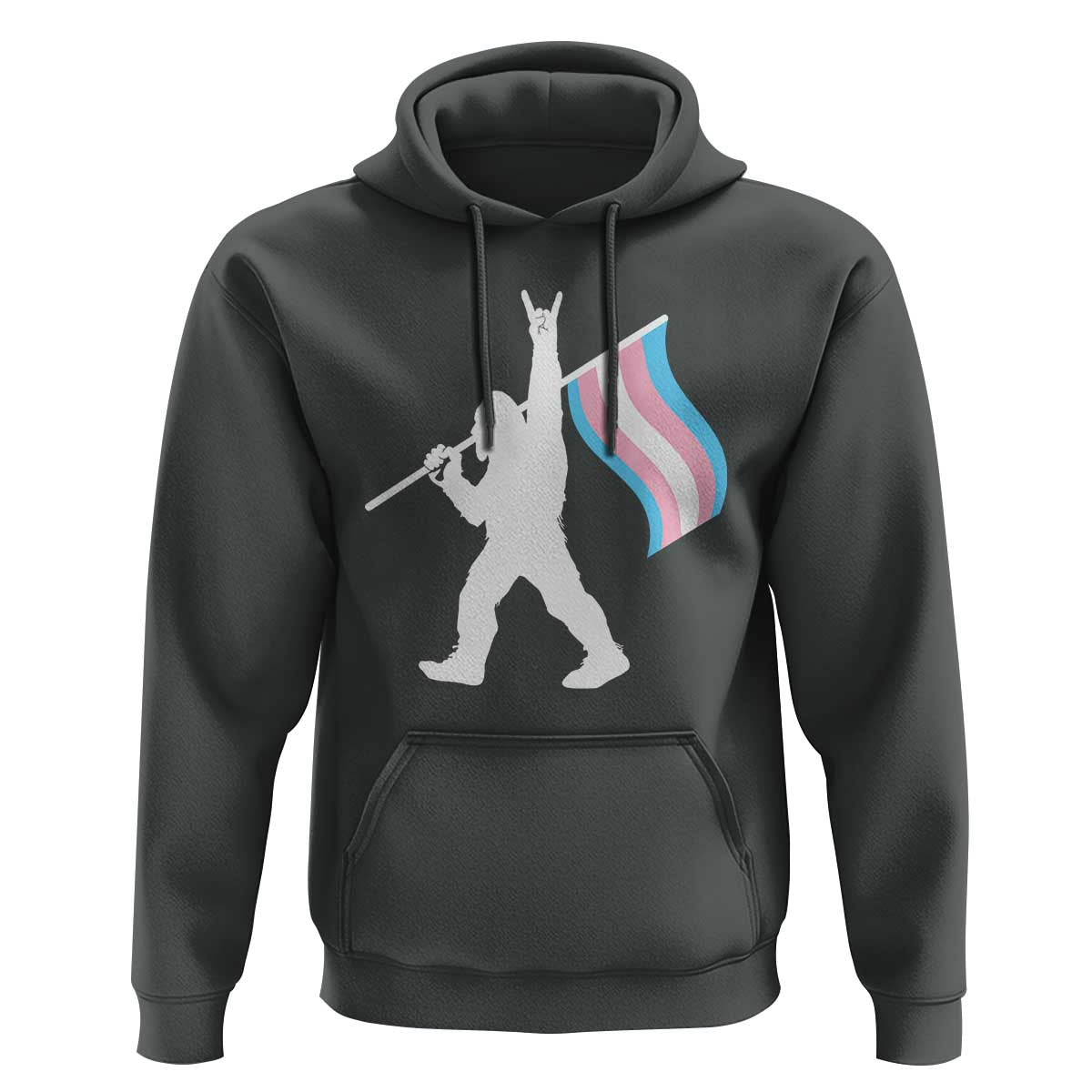 Bigfoot Rock On Trans Pride Flag Hoodie Sasquatch LGBTQ Ally