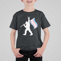 Bigfoot Rock On Trans Pride Flag T Shirt For Kid Sasquatch LGBTQ Ally