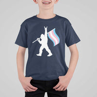 Bigfoot Rock On Trans Pride Flag T Shirt For Kid Sasquatch LGBTQ Ally