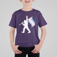 Bigfoot Rock On Trans Pride Flag T Shirt For Kid Sasquatch LGBTQ Ally