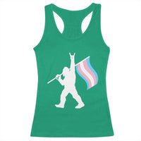 Bigfoot Rock On Trans Pride Flag Racerback Tank Top Sasquatch LGBTQ Ally