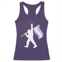 Bigfoot Rock On Trans Pride Flag Racerback Tank Top Sasquatch LGBTQ Ally