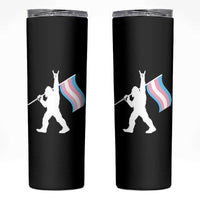 Bigfoot Rock On Trans Pride Flag Skinny Tumbler Sasquatch LGBTQ Ally