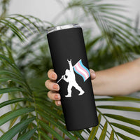 Bigfoot Rock On Trans Pride Flag Skinny Tumbler Sasquatch LGBTQ Ally
