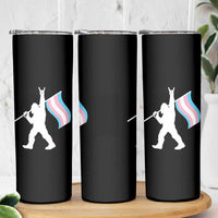 Bigfoot Rock On Trans Pride Flag Skinny Tumbler Sasquatch LGBTQ Ally