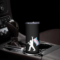 Bigfoot Rock On Trans Pride Flag Skinny Tumbler Sasquatch LGBTQ Ally