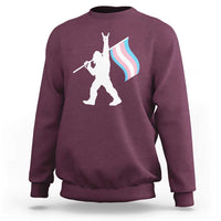 Bigfoot Rock On Trans Pride Flag Sweatshirt Sasquatch LGBTQ Ally