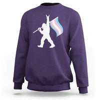 Bigfoot Rock On Trans Pride Flag Sweatshirt Sasquatch LGBTQ Ally