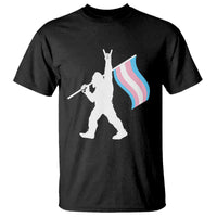 Bigfoot Rock On Trans Pride Flag T Shirt Sasquatch LGBTQ Ally