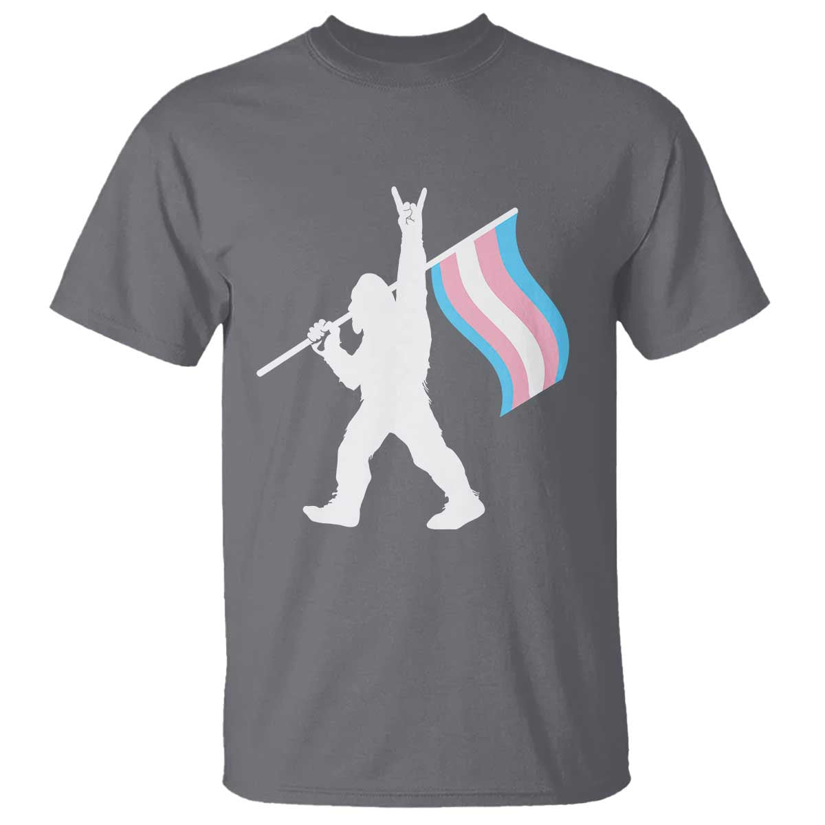 Bigfoot Rock On Trans Pride Flag T Shirt Sasquatch LGBTQ Ally