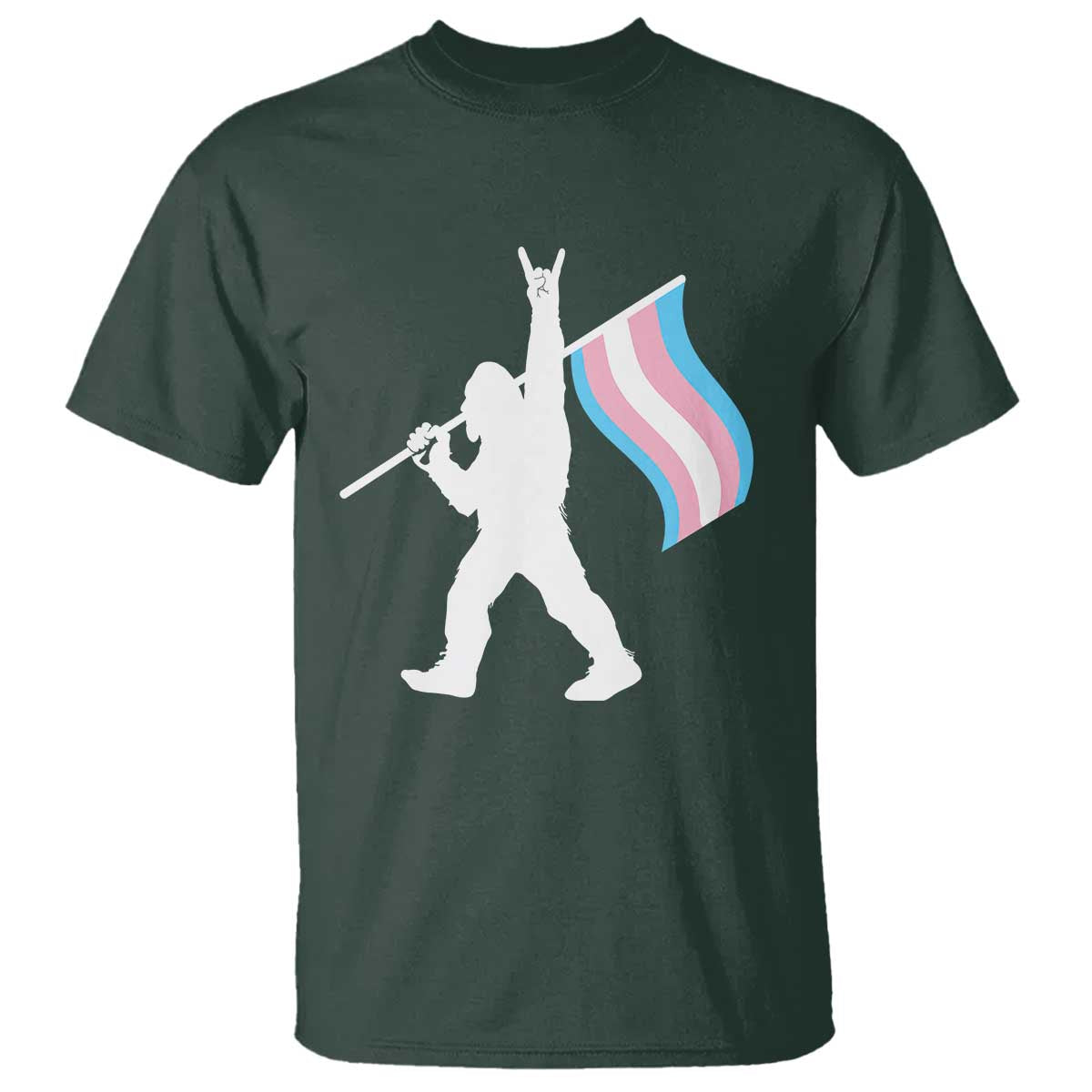 Bigfoot Rock On Trans Pride Flag T Shirt Sasquatch LGBTQ Ally