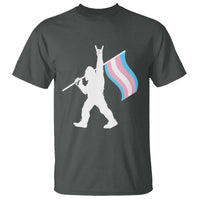 Bigfoot Rock On Trans Pride Flag T Shirt Sasquatch LGBTQ Ally