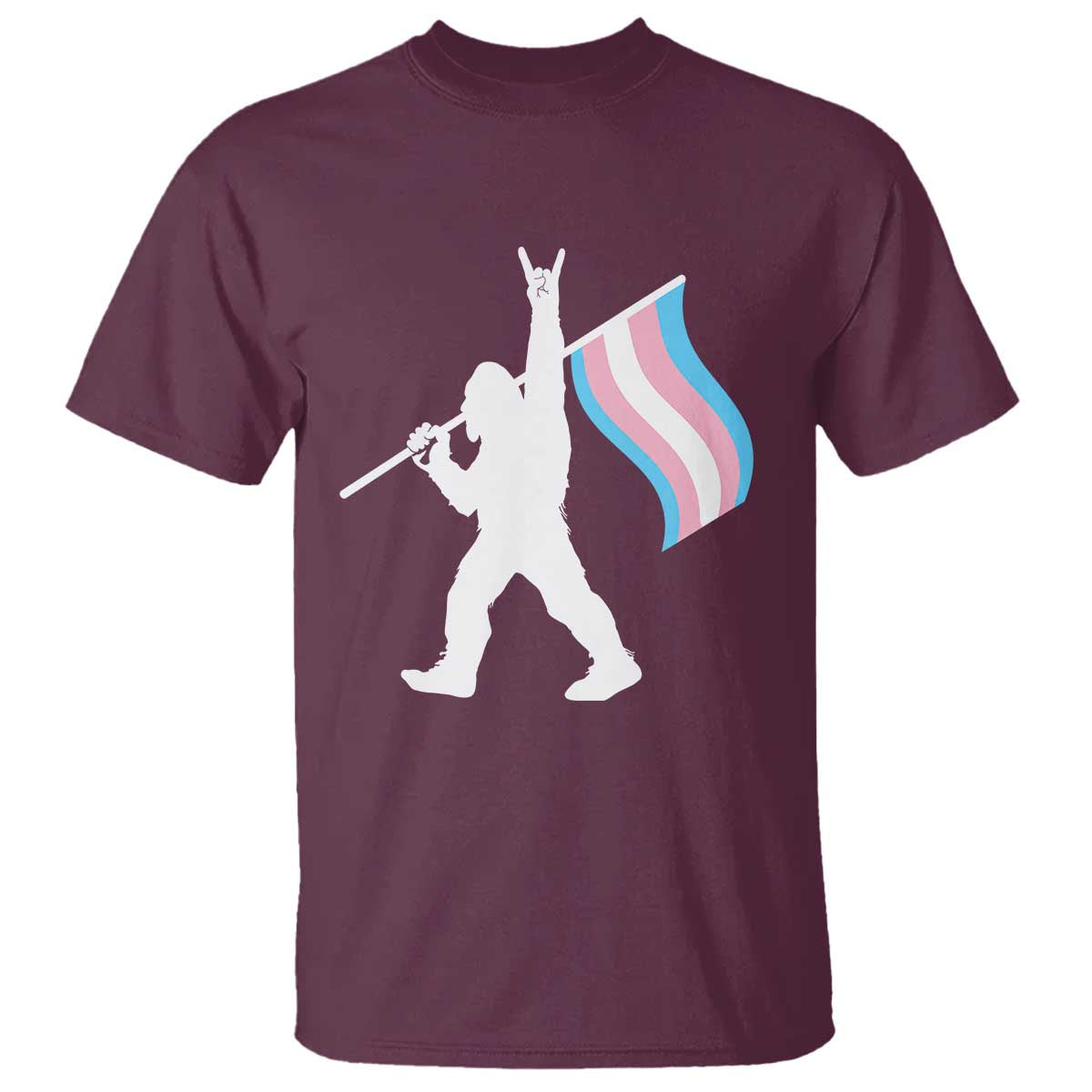 Bigfoot Rock On Trans Pride Flag T Shirt Sasquatch LGBTQ Ally