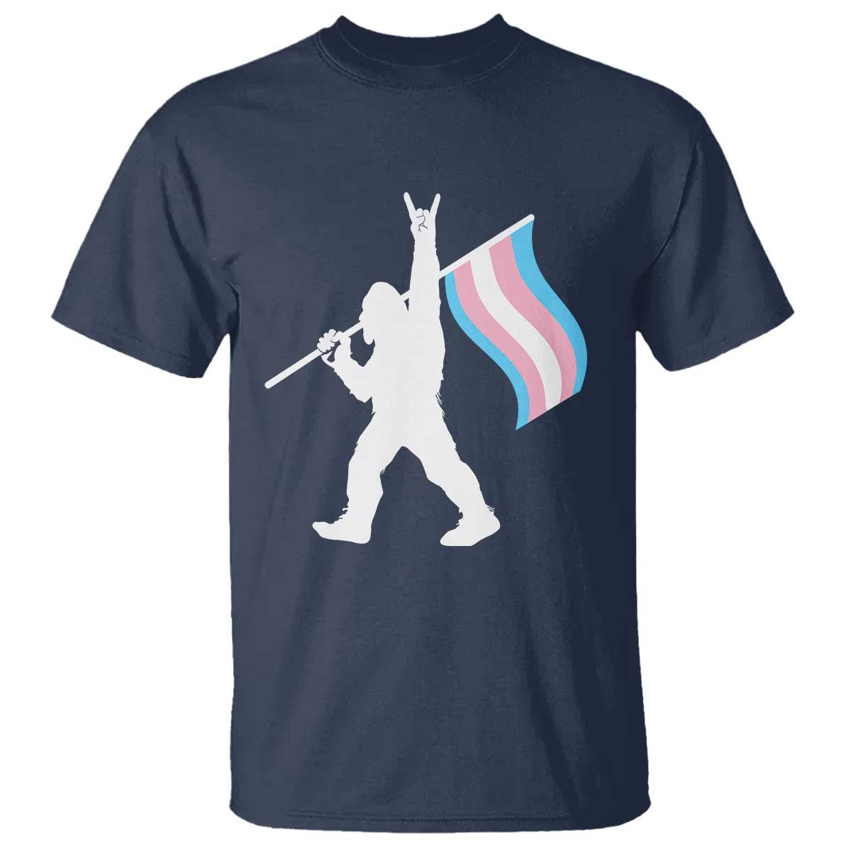 Bigfoot Rock On Trans Pride Flag T Shirt Sasquatch LGBTQ Ally