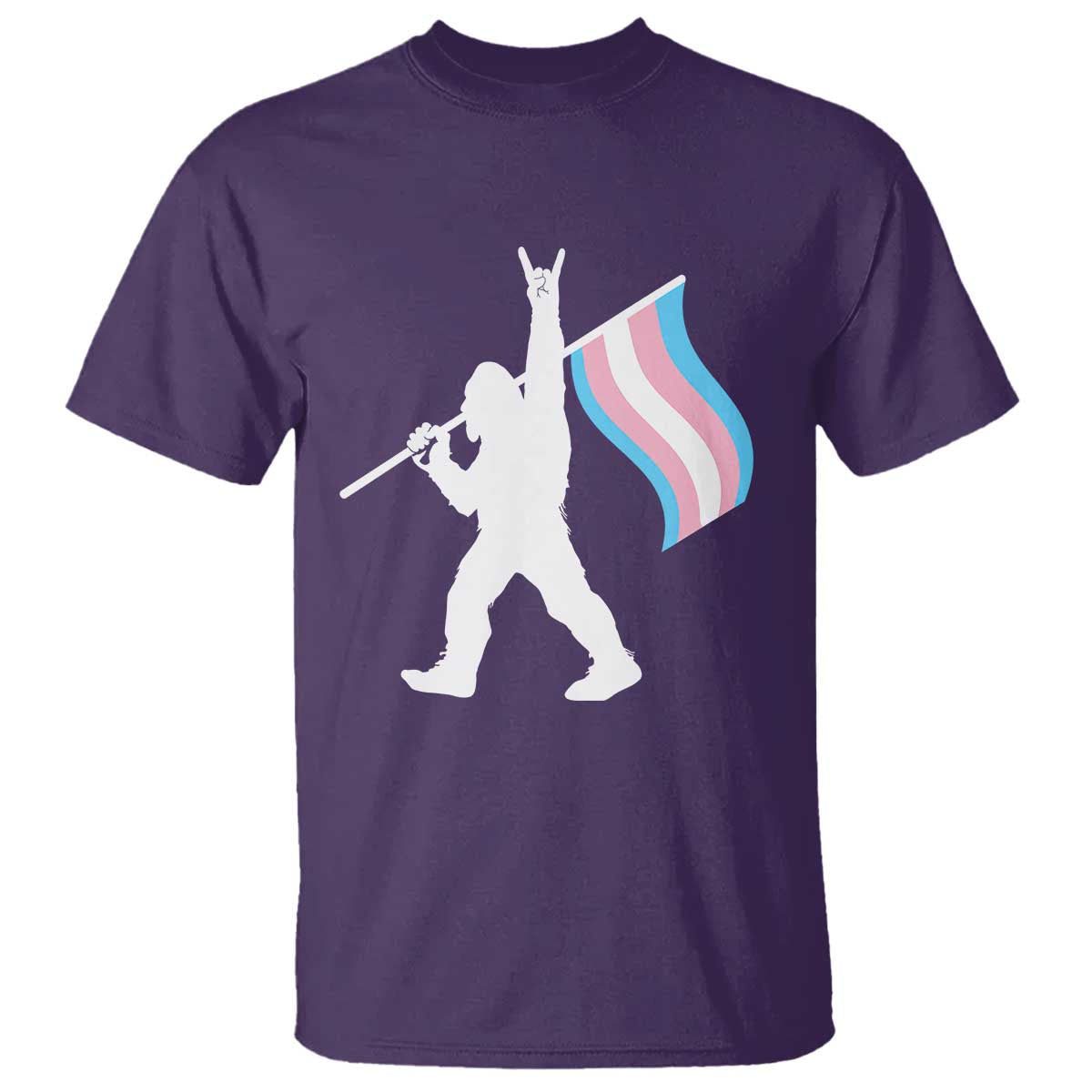 Bigfoot Rock On Trans Pride Flag T Shirt Sasquatch LGBTQ Ally