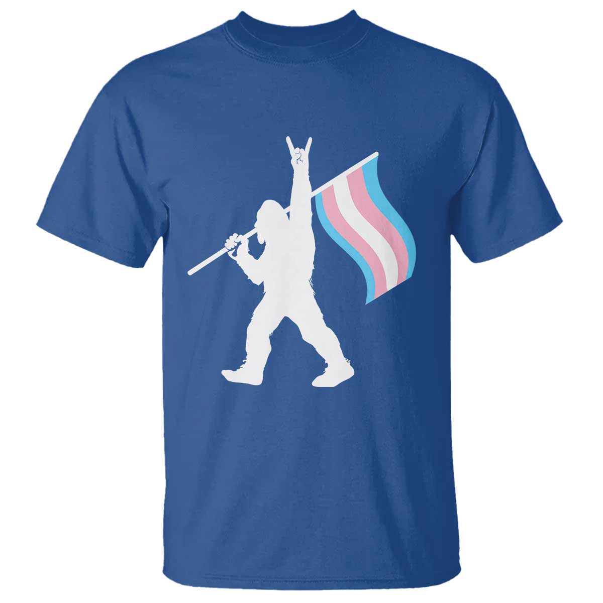 Bigfoot Rock On Trans Pride Flag T Shirt Sasquatch LGBTQ Ally
