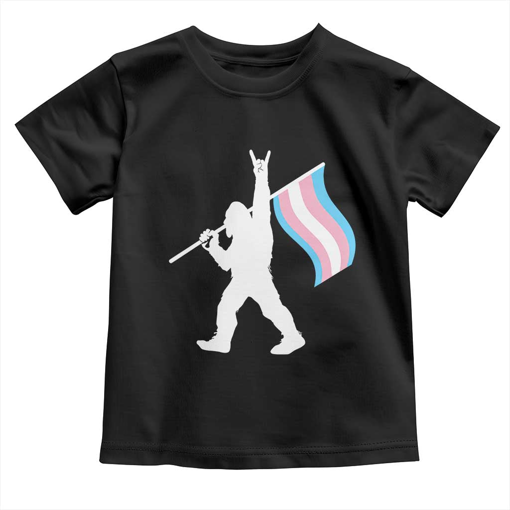 Bigfoot Rock On Trans Pride Flag Toddler T Shirt Sasquatch LGBTQ Ally