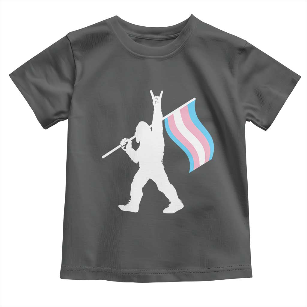 Bigfoot Rock On Trans Pride Flag Toddler T Shirt Sasquatch LGBTQ Ally