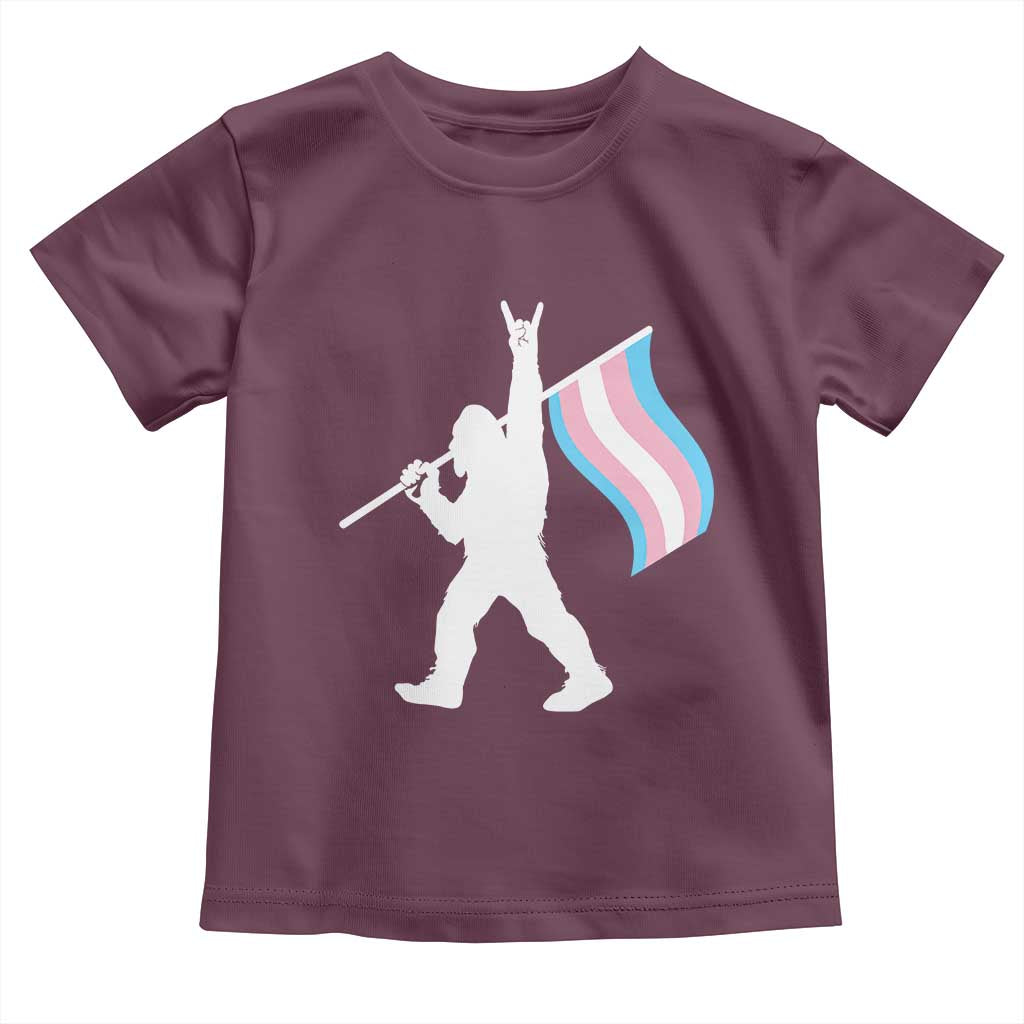 Bigfoot Rock On Trans Pride Flag Toddler T Shirt Sasquatch LGBTQ Ally