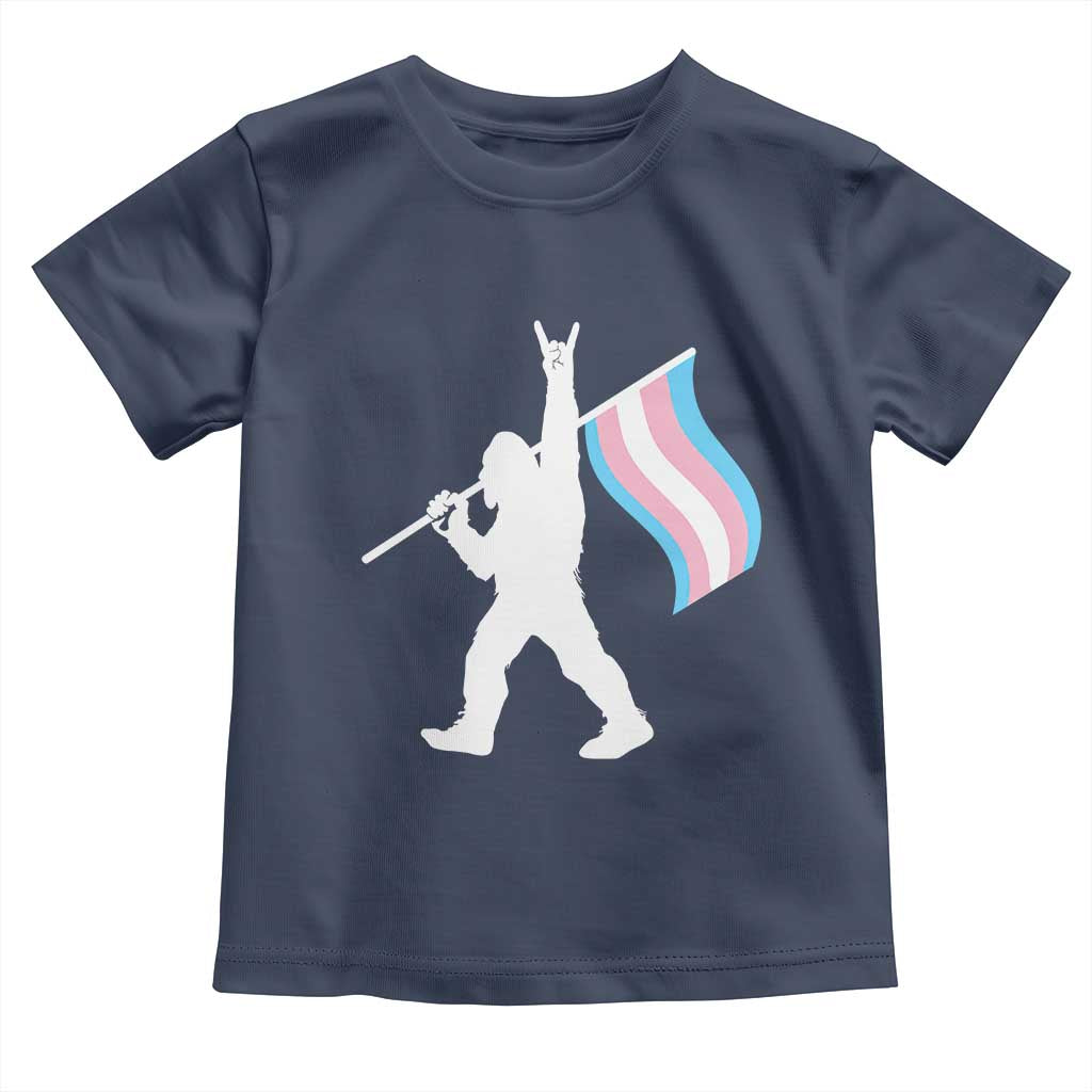 Bigfoot Rock On Trans Pride Flag Toddler T Shirt Sasquatch LGBTQ Ally
