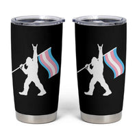 Bigfoot Rock On Trans Pride Flag Tumbler Cup Sasquatch LGBTQ Ally