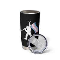 Bigfoot Rock On Trans Pride Flag Tumbler Cup Sasquatch LGBTQ Ally