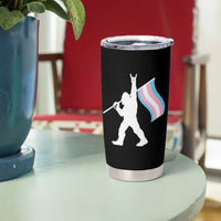 Bigfoot Rock On Trans Pride Flag Tumbler Cup Sasquatch LGBTQ Ally