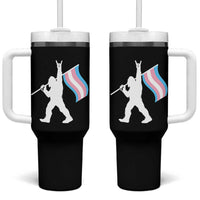 Bigfoot Rock On Trans Pride Flag Tumbler With Handle Sasquatch LGBTQ Ally