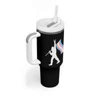Bigfoot Rock On Trans Pride Flag Tumbler With Handle Sasquatch LGBTQ Ally