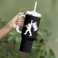 Bigfoot Rock On Trans Pride Flag Tumbler With Handle Sasquatch LGBTQ Ally