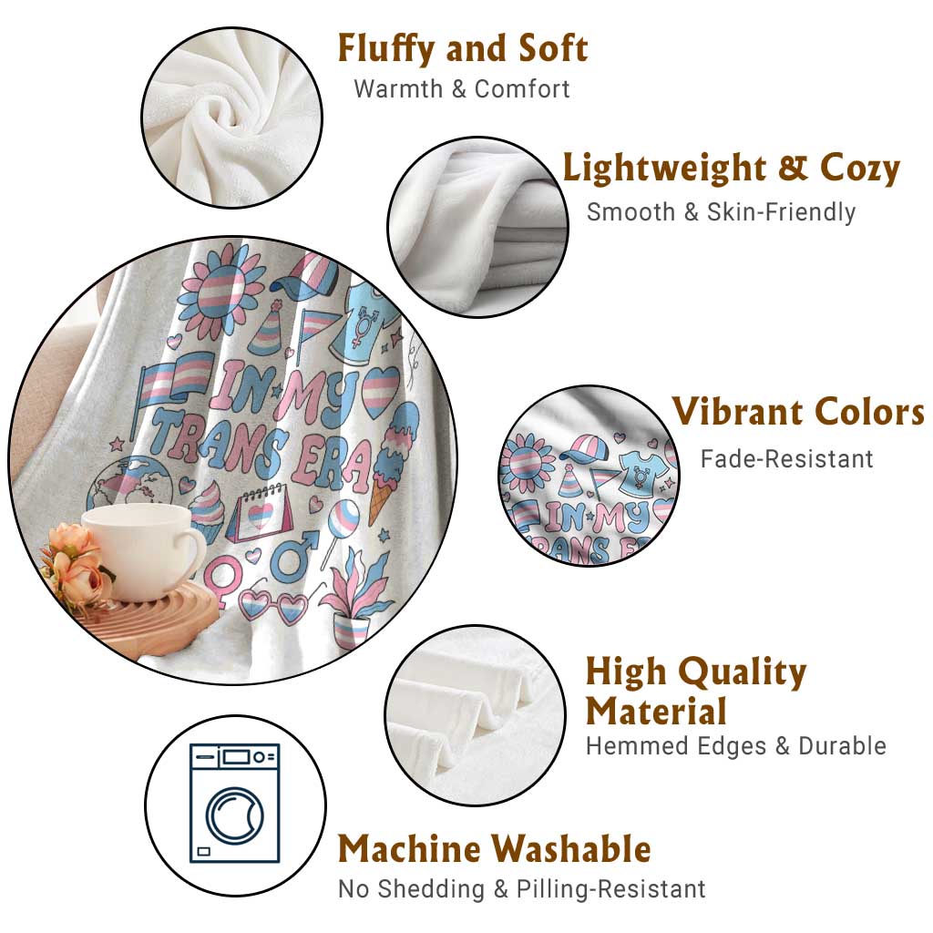 Transgender Pride In My Trans Era Throw Blanket Proud Ally Support Graphic