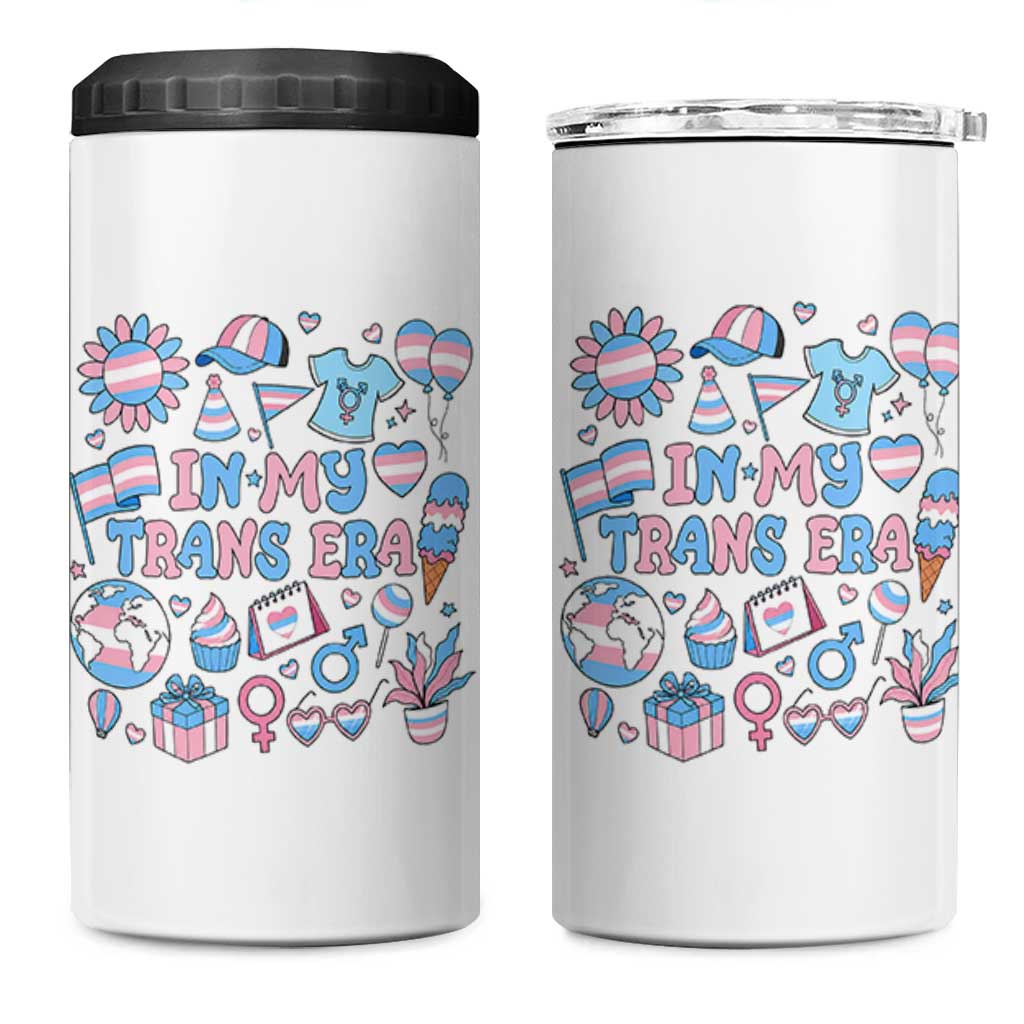 Transgender Pride In My Trans Era 4 in 1 Can Cooler Tumbler Proud Ally Support Graphic