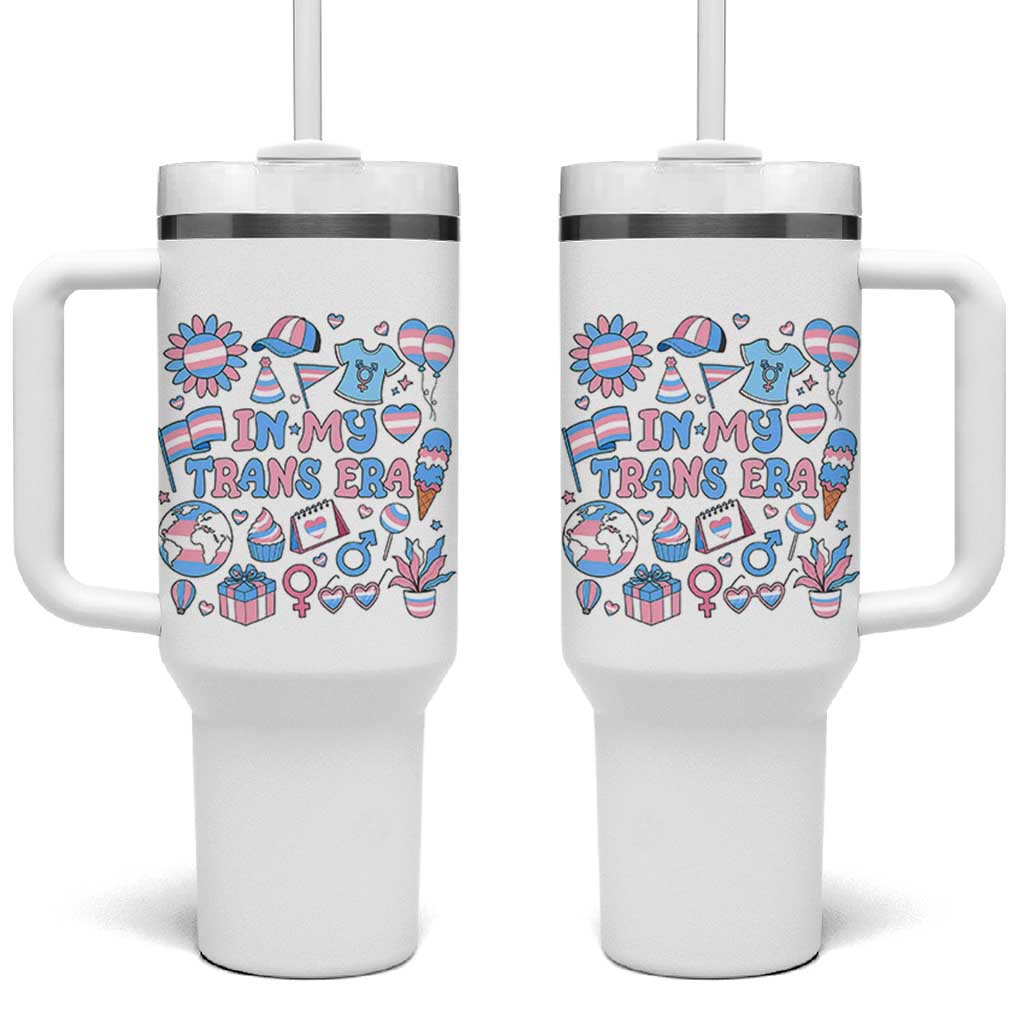Transgender Pride In My Trans Era Tumbler With Handle Proud Ally Support Graphic
